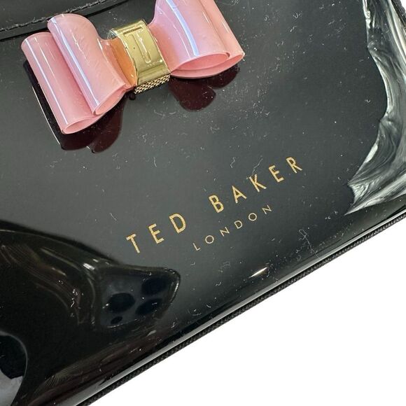 Ted Baker Black and Pink Bow Make Up Bag - Picture 7 of 10